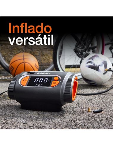 Inflador de neumáticos con luz LED TYREinflate 2130, manómetro digital con barra de progreso, 0-6,9 bar, 180W, + rápido, 3 adapt