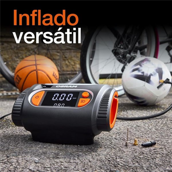 Inflador de neumáticos con luz LED TYREinflate 2130, manómetro digital con barra de progreso, 0-6,9 bar, 180W, + rápido, 3 adapt