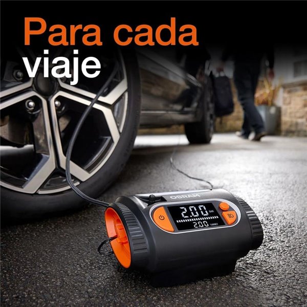 Inflador de neumáticos con luz LED TYREinflate 2130, manómetro digital con barra de progreso, 0-6,9 bar, 180W, + rápido, 3 adapt