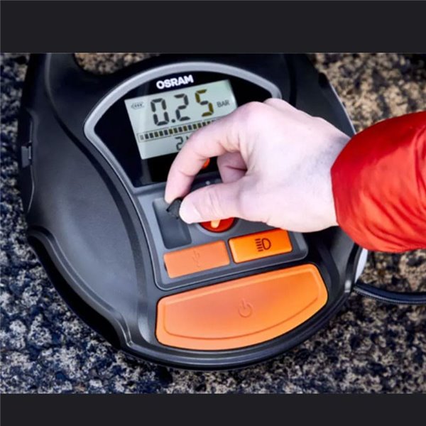 Compresor de neumáticos inalámbrico digital recargable y bomba de aire TYREinflate 6000, 0-5,5 bar, 180W, con luz LED