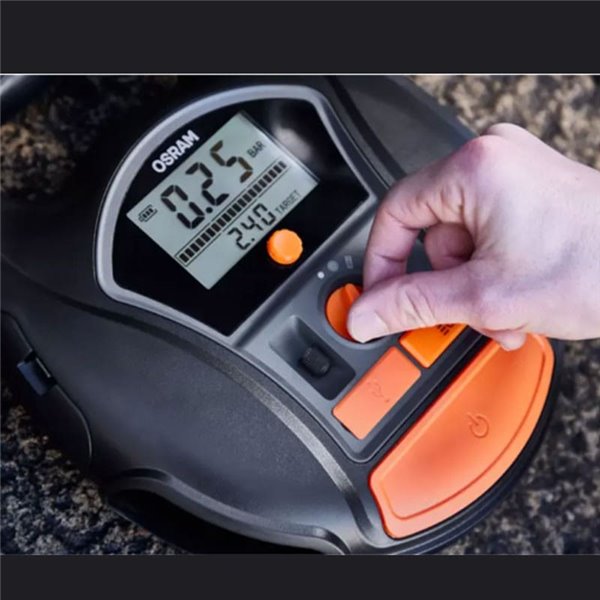 Compresor de neumáticos inalámbrico digital recargable y bomba de aire TYREinflate 6000, 0-5,5 bar, 180W, con luz LED
