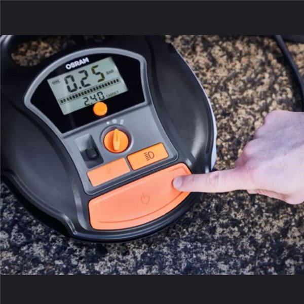 Compresor de neumáticos inalámbrico digital recargable y bomba de aire TYREinflate 6000, 0-5,5 bar, 180W, con luz LED