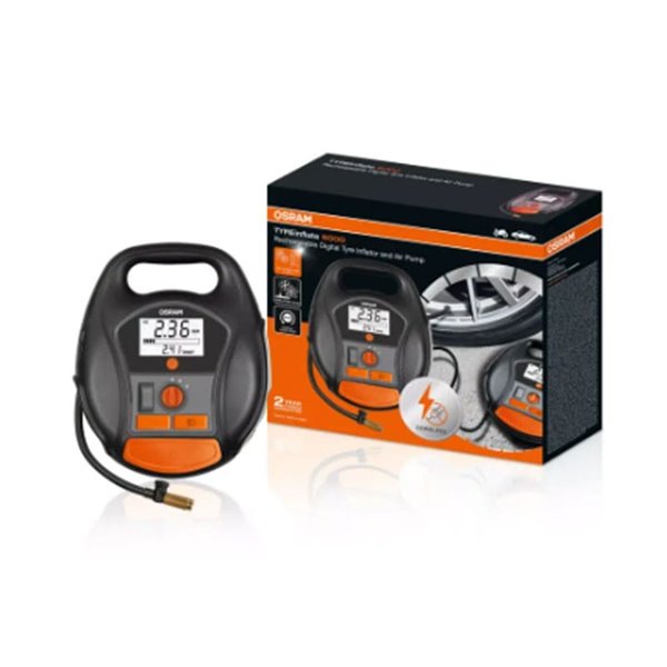 Compresor de neumáticos inalámbrico digital recargable y bomba de aire TYREinflate 6000, 0-5,5 bar, 180W, con luz LED