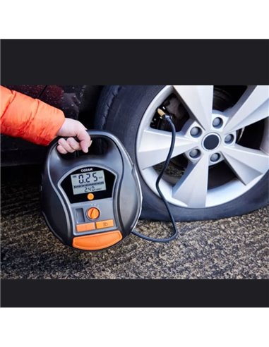 Compresor de neumáticos inalámbrico digital recargable y bomba de aire TYREinflate 6000, 0-5,5 bar, 180W, con luz LED
