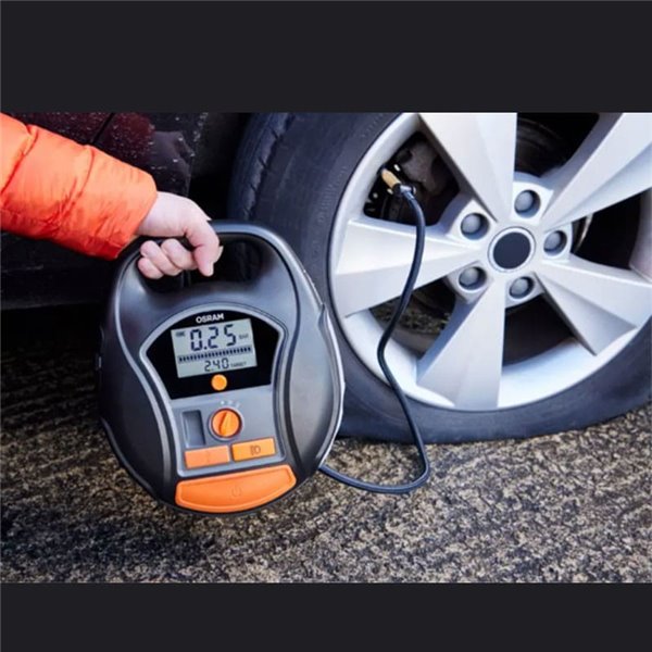 Compresor de neumáticos inalámbrico digital recargable y bomba de aire TYREinflate 6000, 0-5,5 bar, 180W, con luz LED