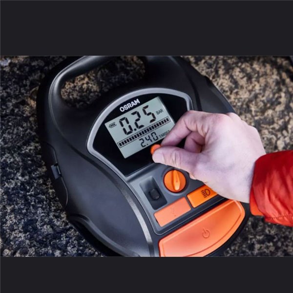 Compresor de neumáticos inalámbrico digital recargable y bomba de aire TYREinflate 6000, 0-5,5 bar, 180W, con luz LED