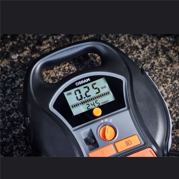 Compresor de neumáticos inalámbrico digital recargable y bomba de aire TYREinflate 6000, 0-5,5 bar, 180W, con luz LED