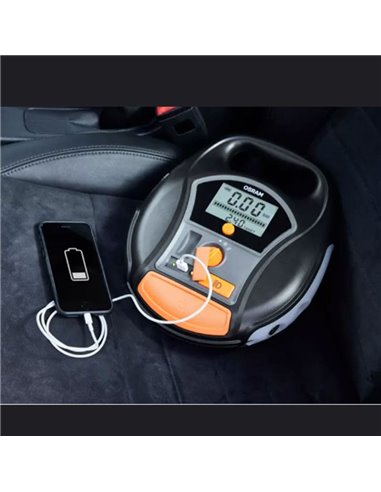 Compresor de neumáticos inalámbrico digital recargable y bomba de aire TYREinflate 6000, 0-5,5 bar, 180W, con luz LED