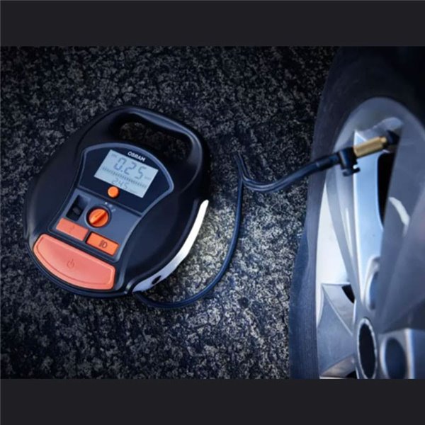 Compresor de neumáticos inalámbrico digital recargable y bomba de aire TYREinflate 6000, 0-5,5 bar, 180W, con luz LED
