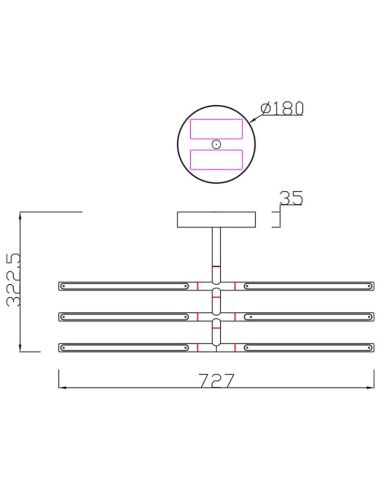 Plafón de techo LED blanca TORCH 6827 Mantra medidas | LeonLeds