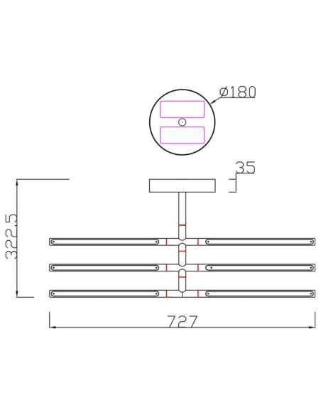 Plafón de techo LED blanca TORCH 6827 Mantra medidas | LeonLeds