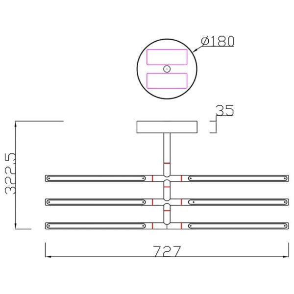 Plafón de techo LED blanca TORCH 6827 Mantra medidas | LeonLeds