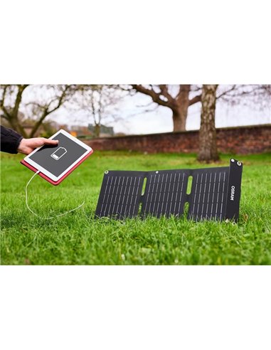 Panel solar plegable portátil BATTERYcharge SOLAR 20W, carga USB C y USB A, IP65