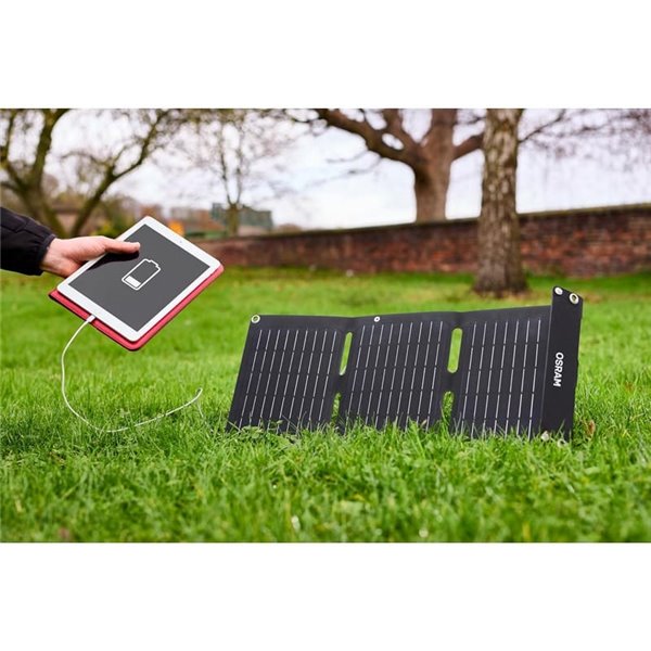 BATTERYcharge SOLAR Painel solar portátil dobrável de 20 W, carregamento USB C e USB A, IP65