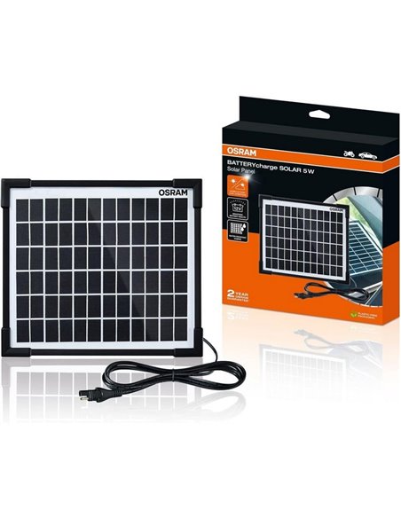 Mantenedor solar 12V 5W IP65 para batería, 0,28 A, 205×205×18 mm, BATTERYcharge SOLAR 5W