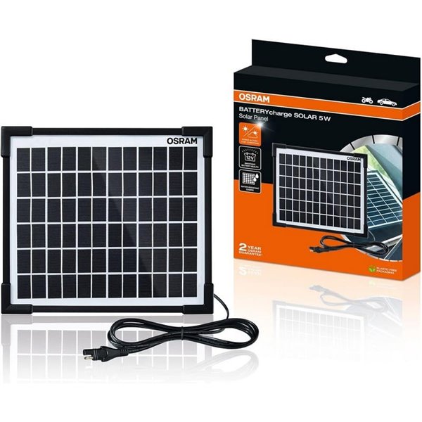 Mantenedor solar 12V 5W IP65 para batería, 0,28 A, 205×205×18 mm, BATTERYcharge SOLAR 5W