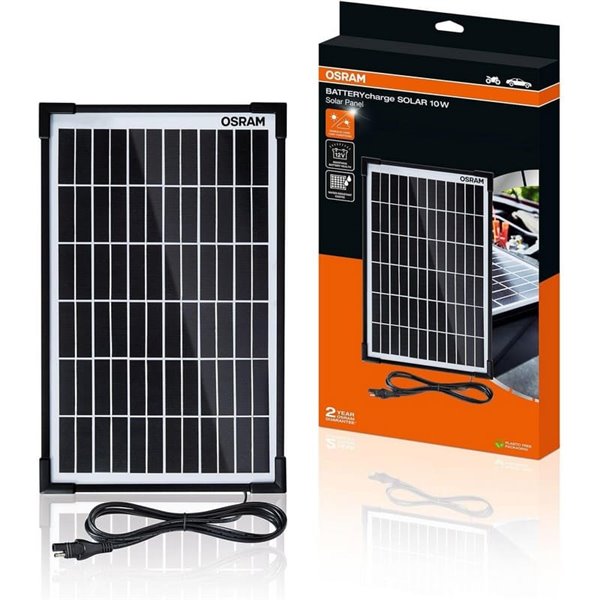 Mantenedor solar 12V 10W IP65 para batería, 0,56 A, 230×364×18 mm, BATTERYcharge SOLAR 10W