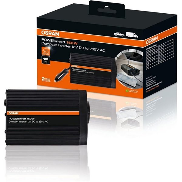Convertisseur de puissance 12 V à 230 V jusqu'à 150 W POWERinvert, onduleur sinusoïdal, hors réseau