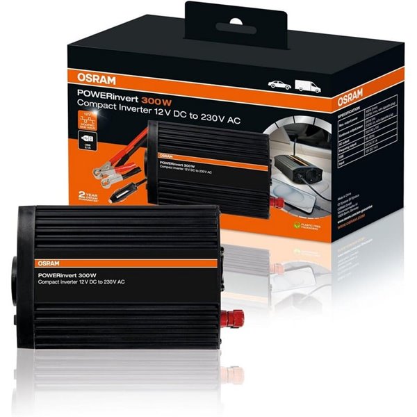 Onduleur sinusoïdal 12V à 230V jusqu'à 300W POWERinvert, convertisseur de puissance