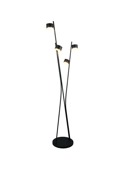 Lampadaire CODA 4 lampes avec interrupteur à pied, sans 4 ampoules GX53, max. 10 W, IP20, noir