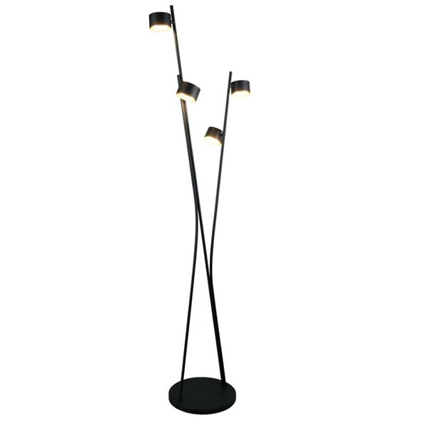 Luminária de chão CODA de 4 lâmpadas com pedal, excluindo 4 lâmpadas GX53, máx. 10 W, IP20, preta