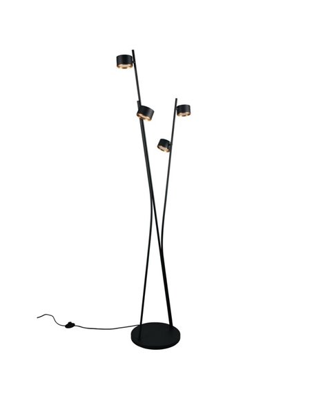 Lampadaire CODA 4 lampes avec interrupteur à pied, sans 4 ampoules GX53, max. 10 W, IP20, noir