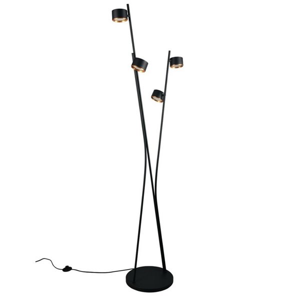 Lampadaire CODA 4 lampes avec interrupteur à pied, sans 4 ampoules GX53, max. 10 W, IP20, noir