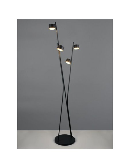 Luminária de chão CODA de 4 lâmpadas com pedal, excluindo 4 lâmpadas GX53, máx. 10 W, IP20, preta