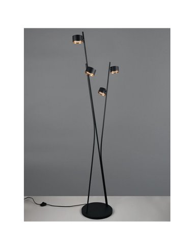 Lampadaire CODA 4 lampes avec interrupteur à pied, sans 4 ampoules GX53, max. 10 W, IP20, noir