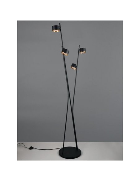 Luminária de chão CODA de 4 lâmpadas com pedal, excluindo 4 lâmpadas GX53, máx. 10 W, IP20, preta