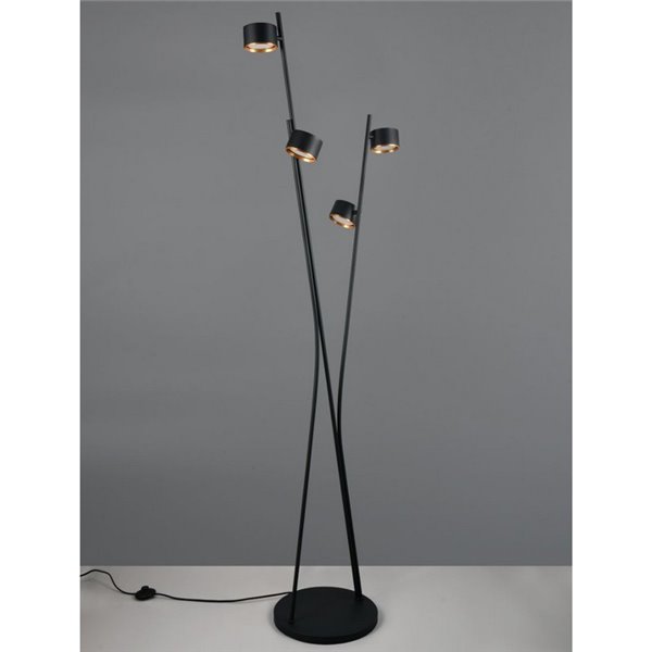 Lampadaire CODA 4 lampes avec interrupteur à pied, sans 4 ampoules GX53, max. 10 W, IP20, noir
