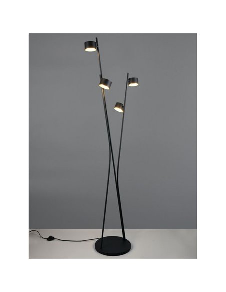 Luminária de chão CODA de 4 lâmpadas com pedal, excluindo 4 lâmpadas GX53, máx. 10 W, IP20, preta