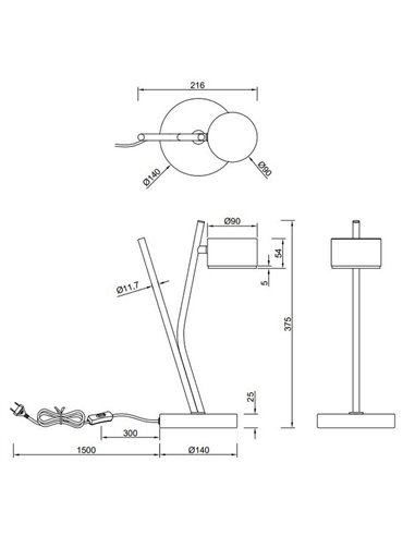 Lámpara de mesa CODA, luz orientable, bombilla excl. 1x GX53 max. 10W IP20 Negro