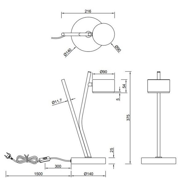 Lámpara de mesa CODA, luz orientable, bombilla excl. 1x GX53 max. 10W IP20 Negro