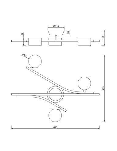 Plafonnier CODA avec 3 spots orientables, ampoules non incluses : 3 GX53 max. 10 W, IP20, beige