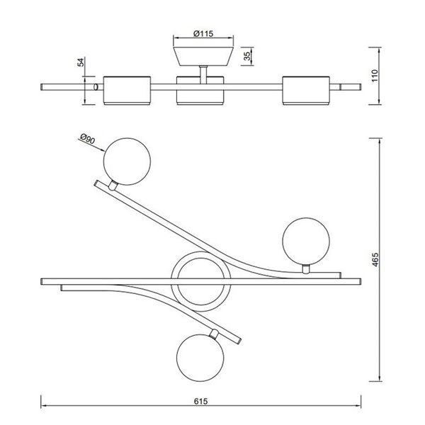 Plafón de techo con 3 focos orientables CODA bombillas excl. 3x GX53 max. 10W IP20 Beige