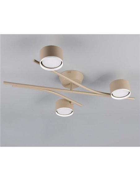 Plafonnier CODA avec 3 spots orientables, ampoules non incluses : 3 GX53 max. 10 W, IP20, beige