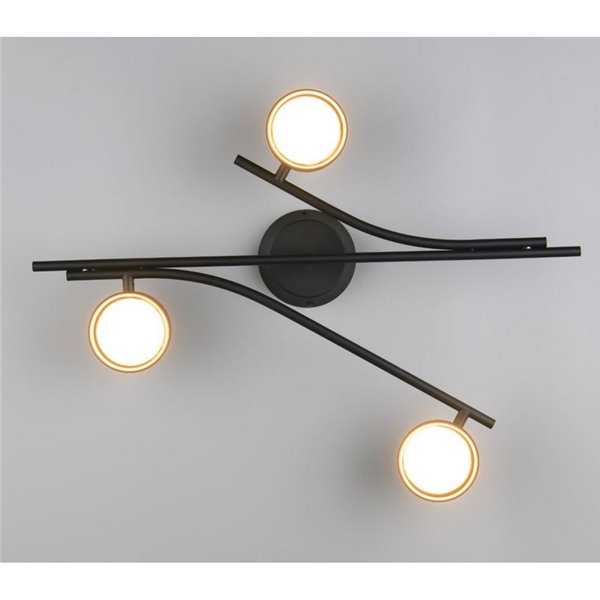 Luminária de teto CODA com 3 lâmpadas (excluindo 3x GX53 máx. 10W, IP20 preta)
