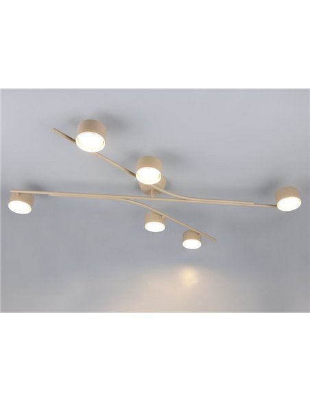 Plafonnier CODA à 6 spots orientables, sans 6 ampoules GX53, max. 10 W, IP20, beige