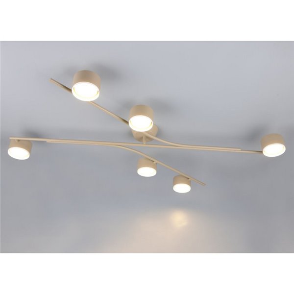 Luminária de teto CODA com 6 focos ajustáveis, excluindo 6 lâmpadas GX53, máx. 10W, IP20, bege