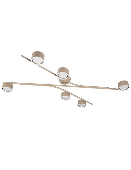 Luminária de teto CODA com 6 focos ajustáveis, excluindo 6 lâmpadas GX53, máx. 10W, IP20, bege