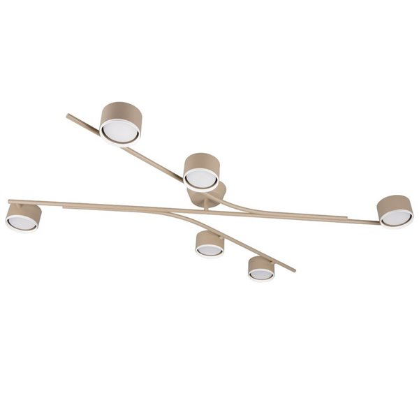 Luminária de teto CODA com 6 focos ajustáveis, excluindo 6 lâmpadas GX53, máx. 10W, IP20, bege