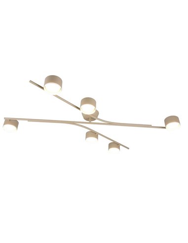Luminária de teto CODA com 6 focos ajustáveis, excluindo 6 lâmpadas GX53, máx. 10W, IP20, bege