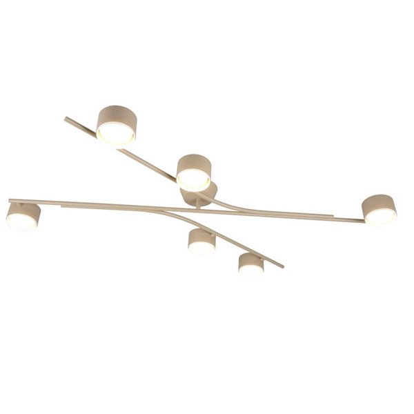 Luminária de teto CODA com 6 focos ajustáveis, excluindo 6 lâmpadas GX53, máx. 10W, IP20, bege