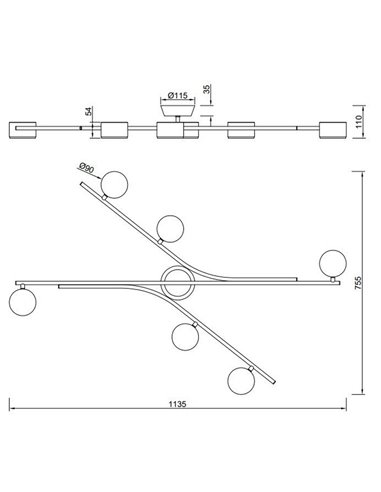 Plafonnier CODA à 6 spots orientables, sans 6 ampoules GX53, max. 10 W, IP20, beige