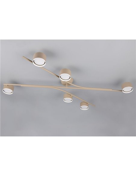 Luminária de teto CODA com 6 focos ajustáveis, excluindo 6 lâmpadas GX53, máx. 10W, IP20, bege
