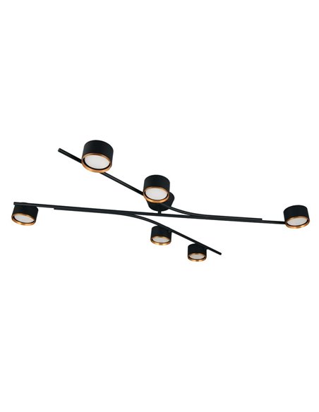 Luminária de teto CODA, 6 focos ajustáveis, lâmpadas excluindo 6x GX53, máx. 10 W, IP20, preta