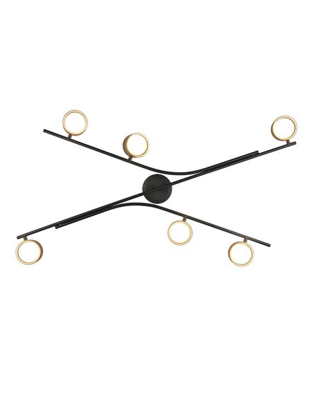 Luminária de teto CODA, 6 focos ajustáveis, lâmpadas excluindo 6x GX53, máx. 10 W, IP20, preta