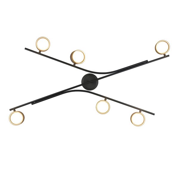 Luminária de teto CODA, 6 focos ajustáveis, lâmpadas excluindo 6x GX53, máx. 10 W, IP20, preta