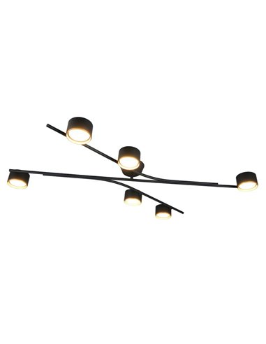 Plafón de techo CODA 6 focos orientables bombillas excl. 6x GX53 max. 10W IP20 Negro